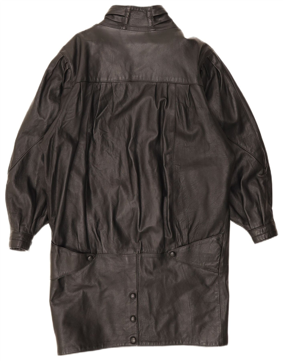 Vintage kvinders oversize læderfrakke UK 10 Small Black