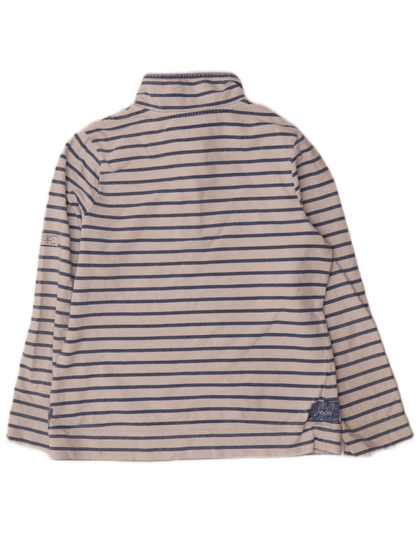Joules Dame Button Neck Sweatshirt Jumper UK 12 Medium Blue Striped