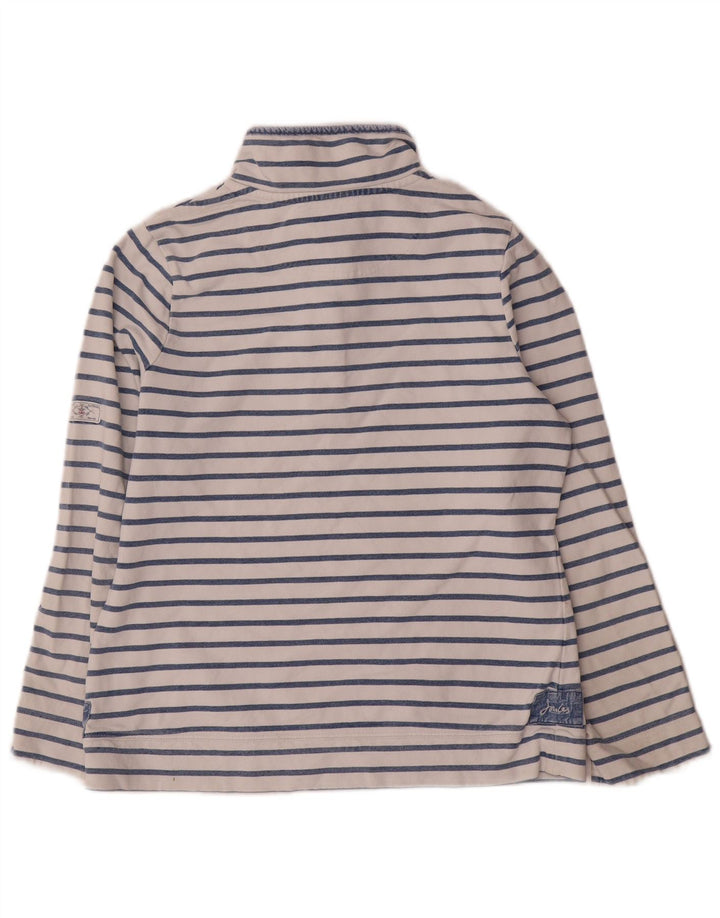 Joules Dame Button Neck Sweatshirt Jumper UK 12 Medium Blue Striped