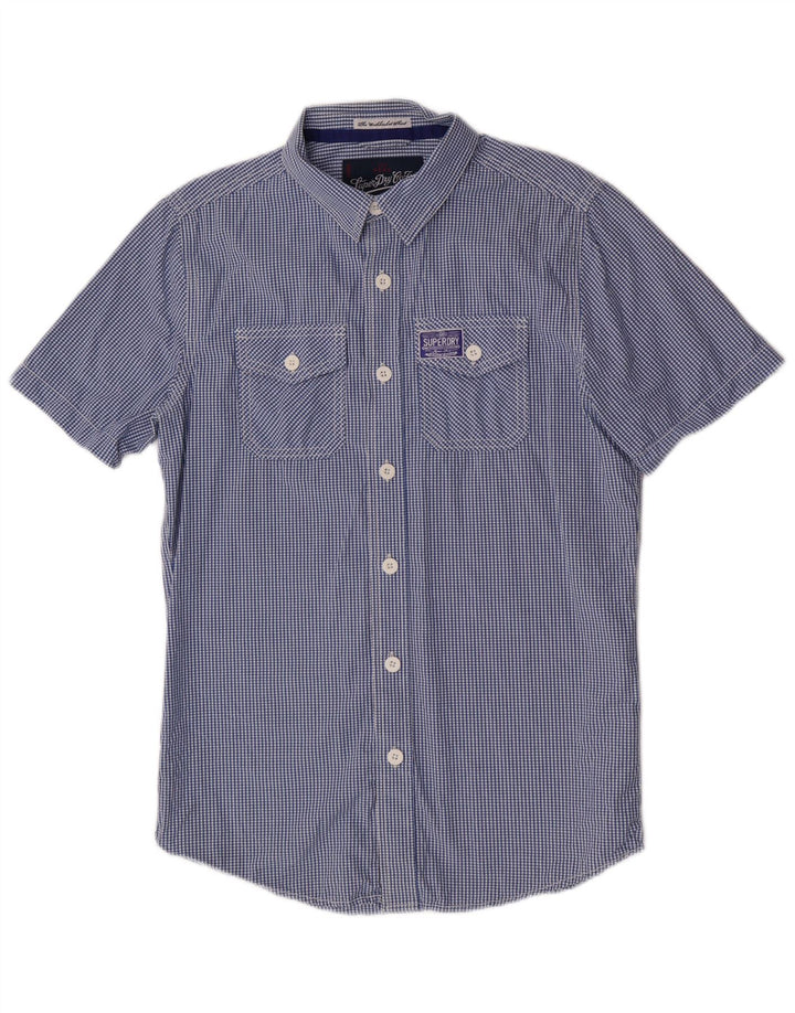 Superdry Kortærmet Herreskjorte Medium Blue Gingham Cotton