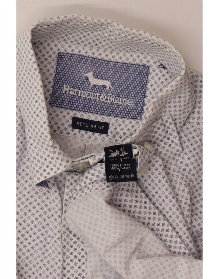 Harmont & Blaine Herre Regular Fit skjorte Medium Blue Spotted Bomuld