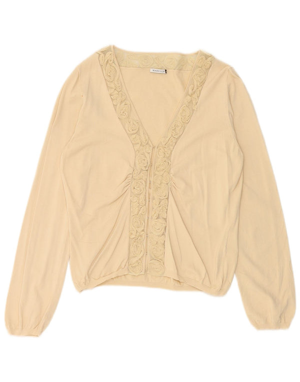 MARELLA Womens Crop Cardigan Sweater UK 18 XL Beige Viscose