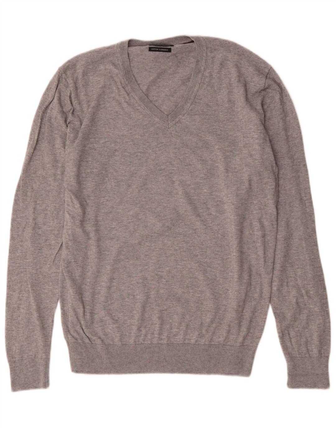 Zara Herre V-hals trøje Sweater Stor Grå Flecked Bomuld
