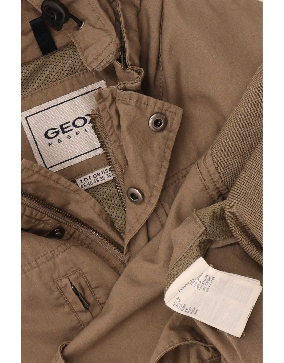 Geox Herre Hooded Utility Jacket UK 36 Small Beige Bomuld