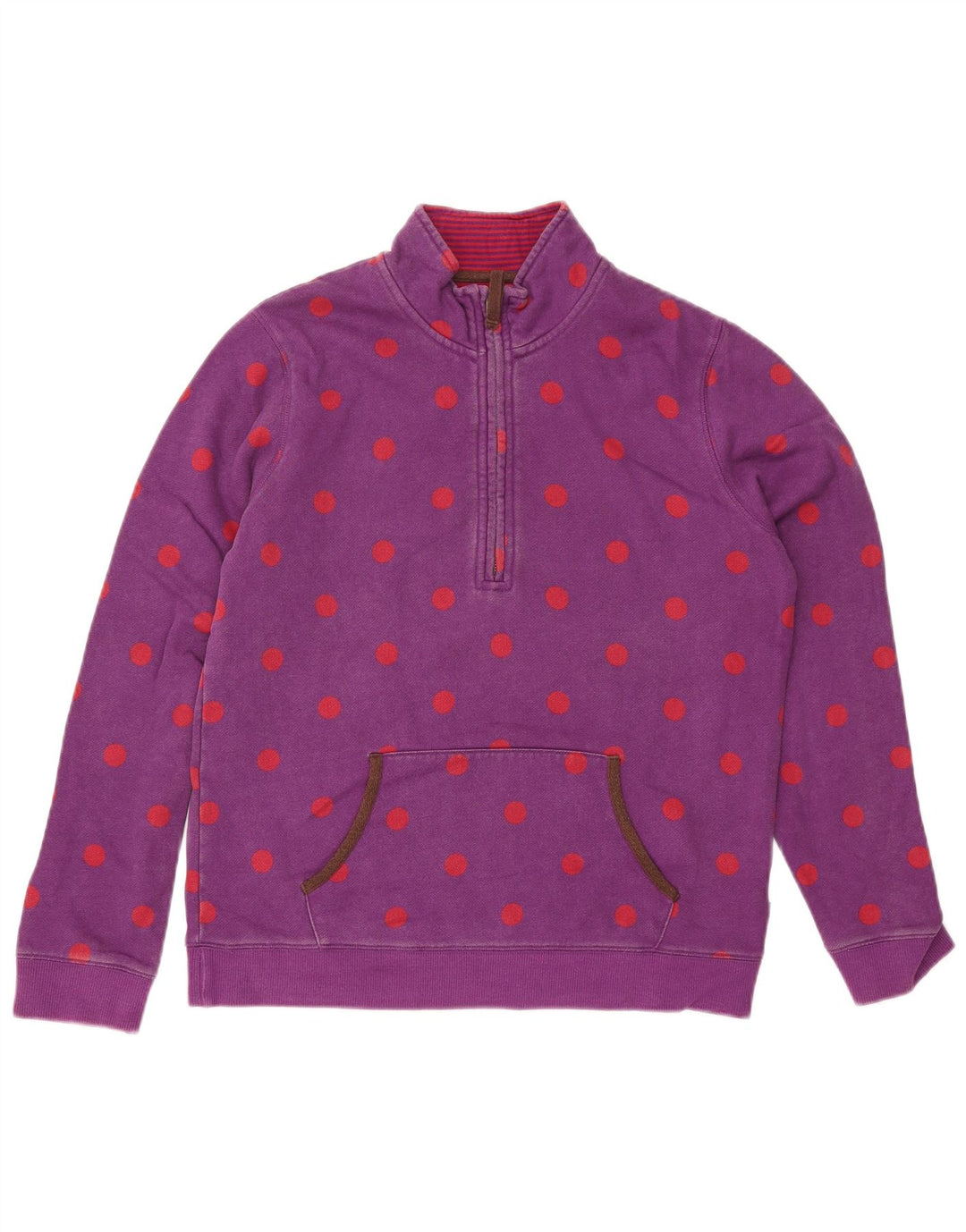 BODEN Sweatshirt med lynlås til kvinder UK 12 Medium Lilla Polka Dot