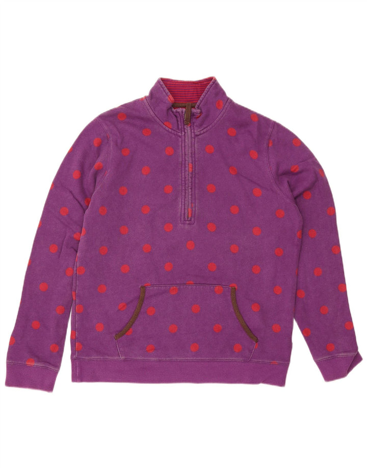 BODEN Sweatshirt med lynlås til kvinder UK 12 Medium Lilla Polka Dot