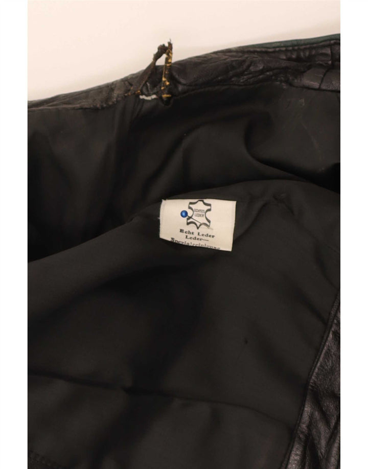 Vintage dame 2-knaps læder blazerjakke UK 10 Small Black