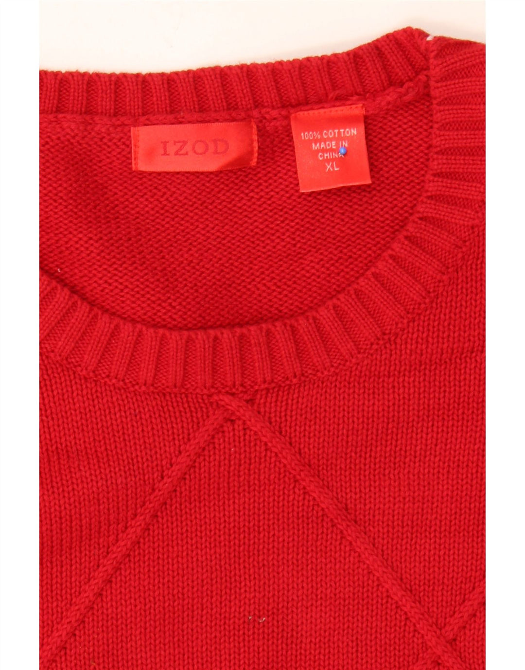 IZOD Mens Crew Neck Jumper Sweater XL Red Cotton Vintage Izod and Second-Hand Izod from Messina Hembry 