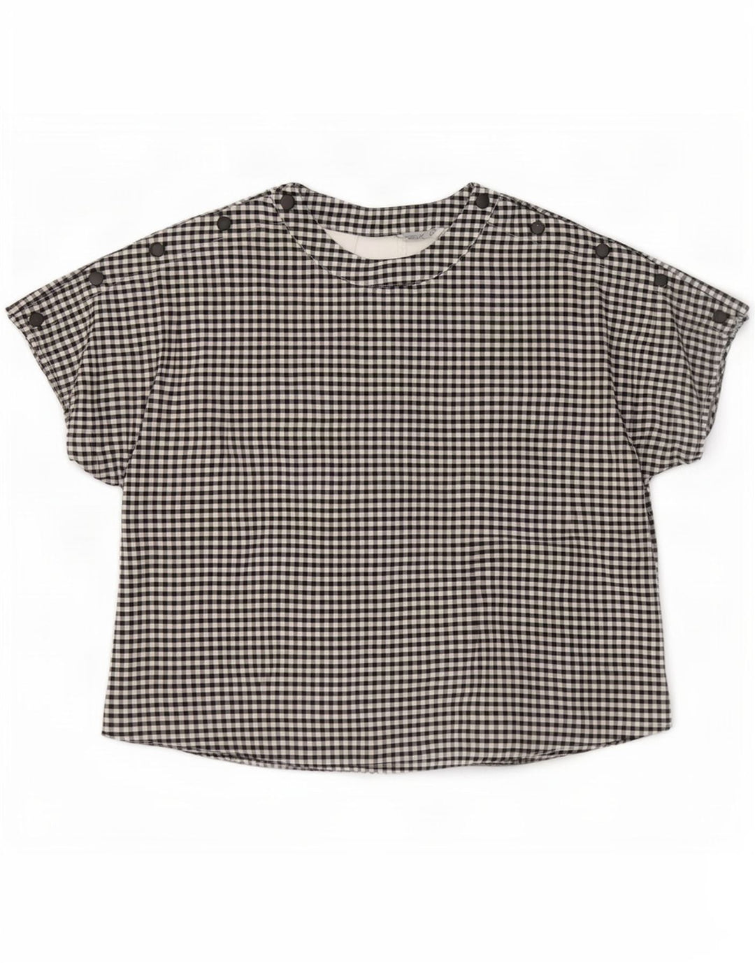 Zara Dame Oversized Bluse Top UK 10 Small Black Gingham
