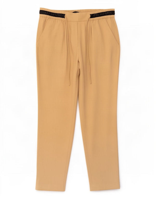 Zara Dame Slim Casual Bukser Large W32 L27 Beige Colourblock Polyester
