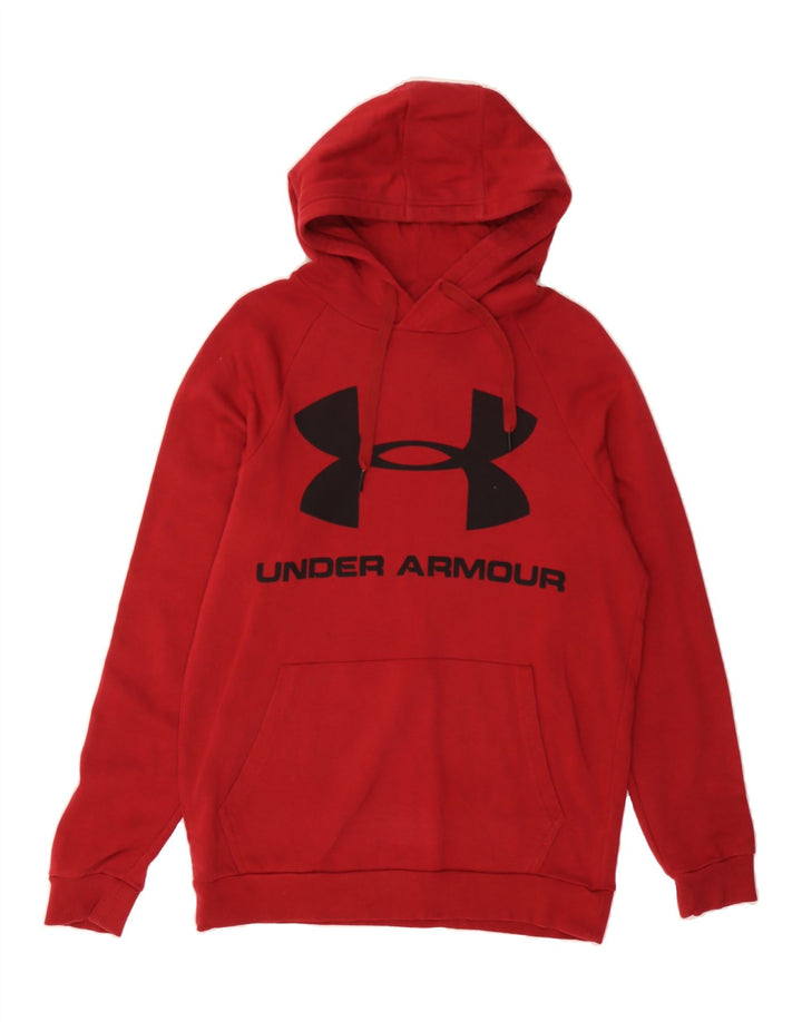 UNDER ARMOUR Mens Graphic Hoodie Jumper Small Red Cotton Vintage Under Armour and Second-Hand Under Armour from Messina Hembry 