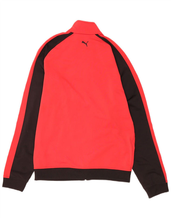 PUMA Boys Tracksuit Top Jacket 15-16 Years Red Colourblock Polyester