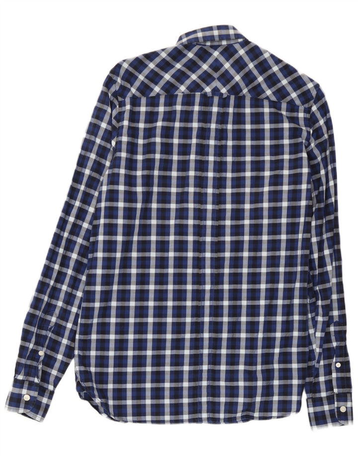 Fred Perry herreskjorte lille marineblå ternet bomuld
