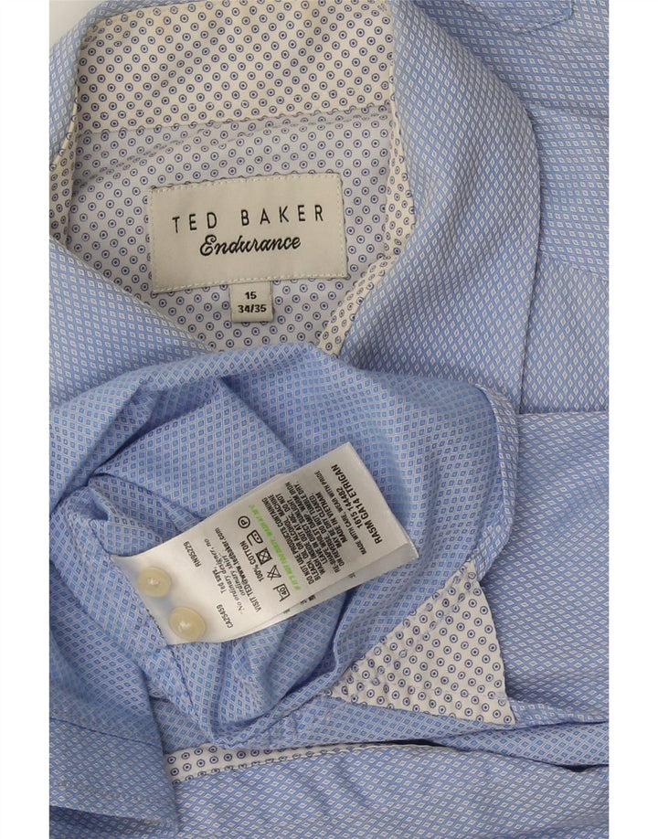 Ted Baker Herreskjorte str. 15 Medium Blue Geometric Cotton