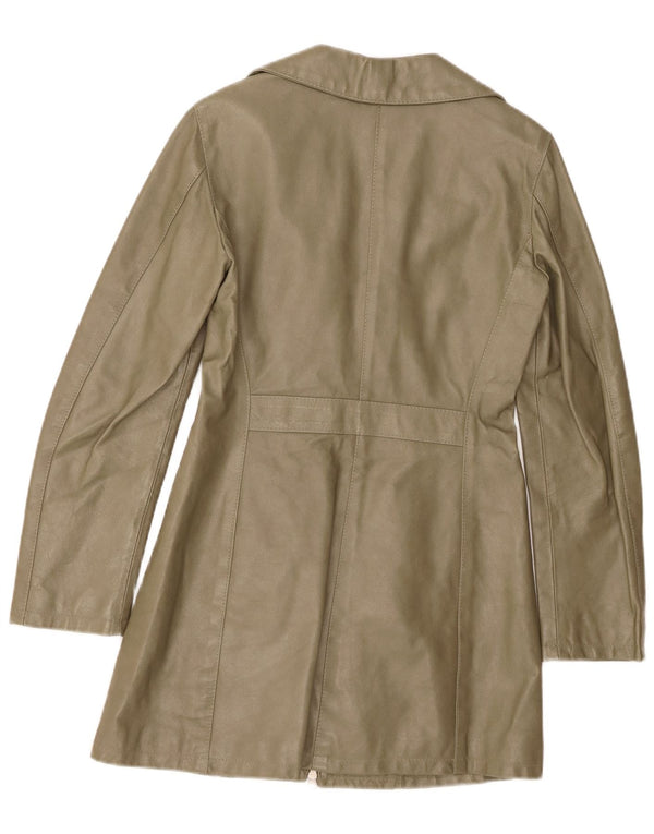 Maurizio Troiano Dame Læderfrakke UK 10 Small Khaki