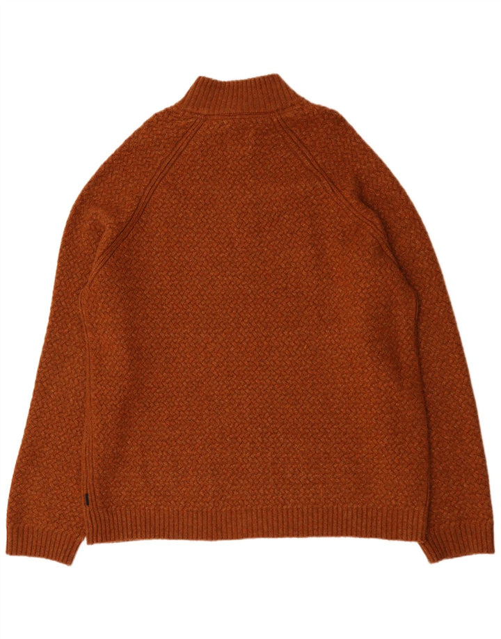 Fat Face Herre Zip Neck Jumper Sweater 3XL Brun Chevron