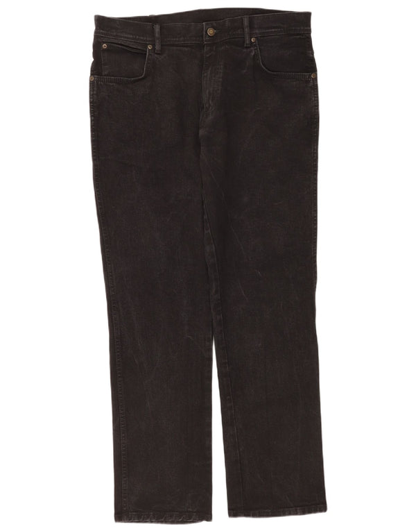 Wrangler Herre Regular Fit Straight Jeans W36 L32 Sort Bomuld