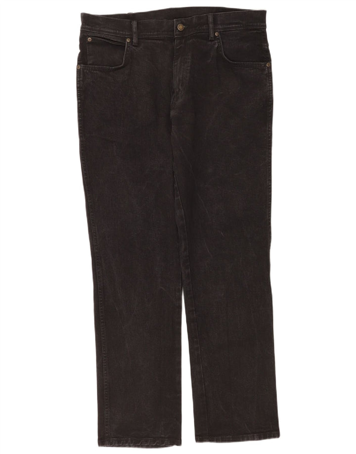 Wrangler Herre Regular Fit Straight Jeans W36 L32 Sort Bomuld