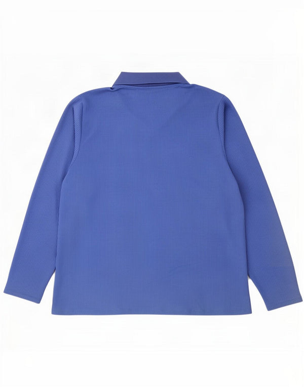 Marks & Spencer langærmet poloshirt til kvinder UK 22 3XL Blå Polyester