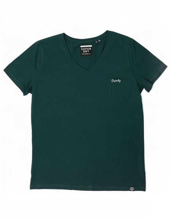 Superdry T-shirt top til kvinder UK 14 Stor grøn flækket bomuld