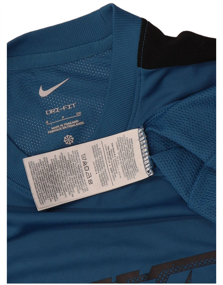 NIKE Herre Dri Fit grafisk T-shirt Top Lille blå Colourblock Polyester