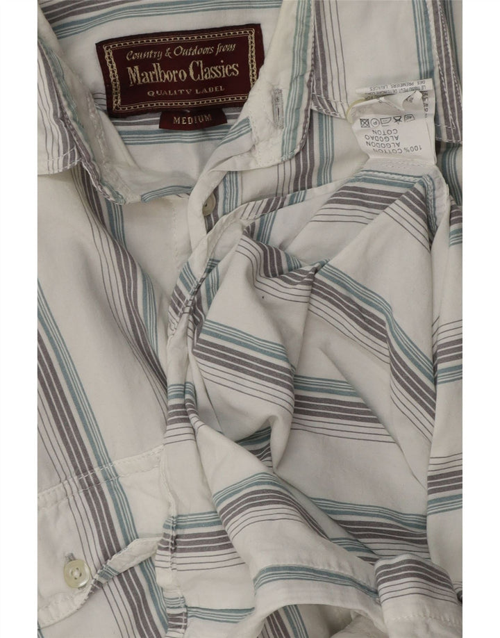 Marlboro Classics Herre grafisk kortærmet skjorte medium hvid stribet