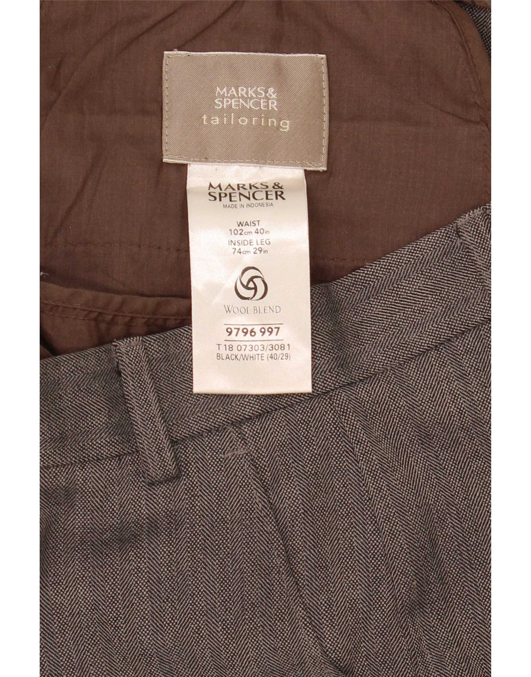 Marks & Spencer Herre Straight Suit Bukser W40 L29 Grå sildeben