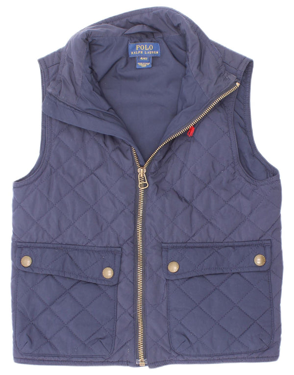 Polo Ralph Lauren Piger Quiltet Gilet 3-4 År Navy Blue Polyester