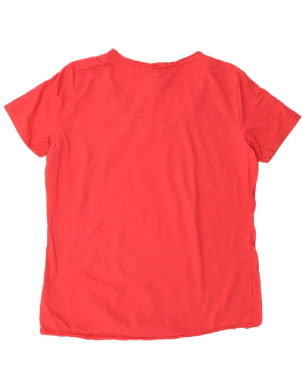 Desigual Dame Grafisk T-Shirt Top UK 18 XL Rød Bomuld