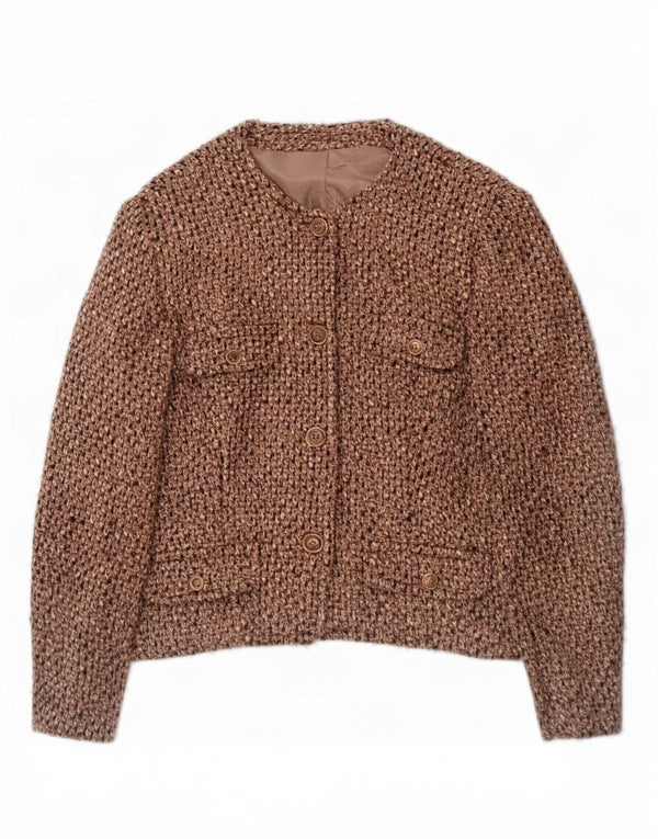 Vintage dame 4-knaps blazerjakke UK 14 Medium Brown Flecked