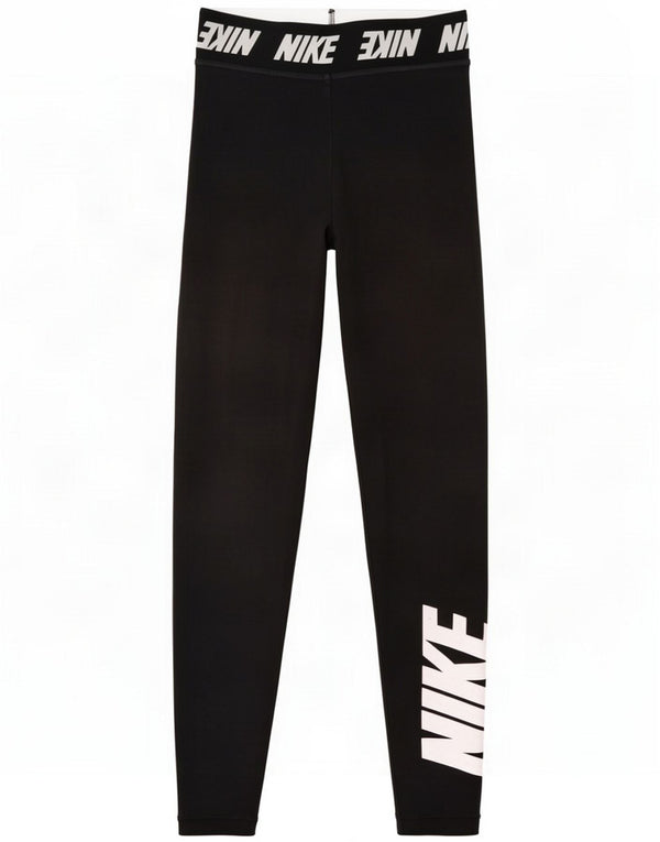 Nike Womens Graphic Leggings UK 4 XS Black Cotton