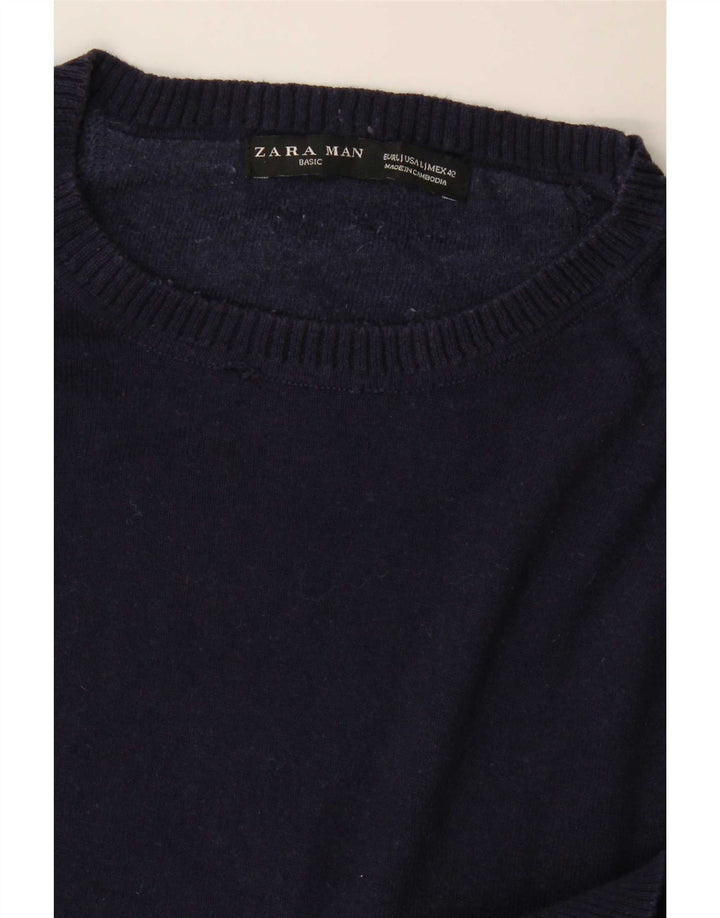 Zara Herre Boat Neck Jumper Sweater Large Navy Blue