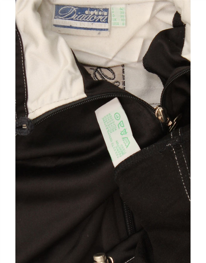 DIADORA Grafisk træningsdragt topjakke til kvinder UK 10 Small Black Colourblock