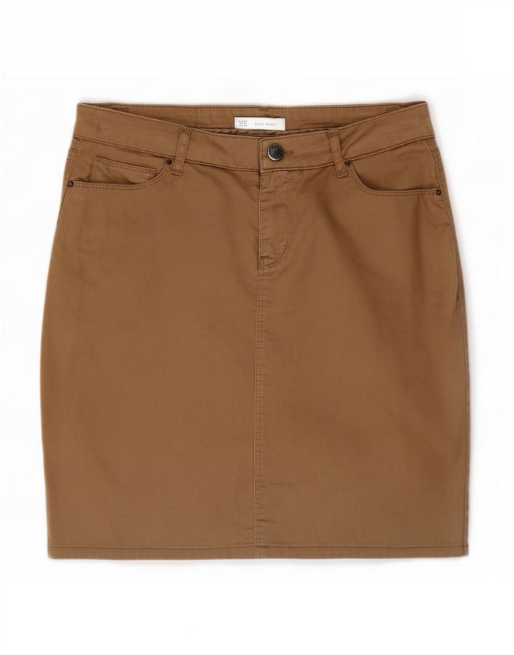 Zara Dame Mini Nederdel EU 42 Large W32 Beige