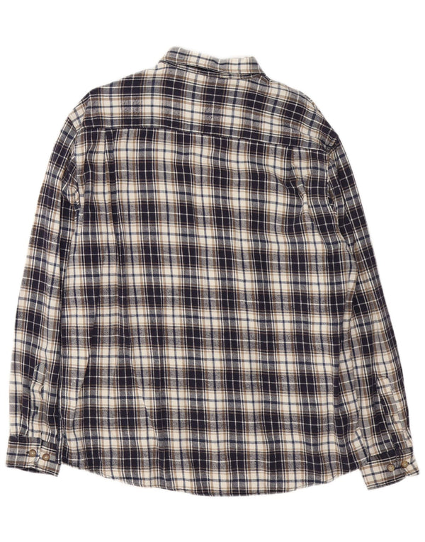 Vintage flannelskjorte til mænd XL marineblå ternet bomuld