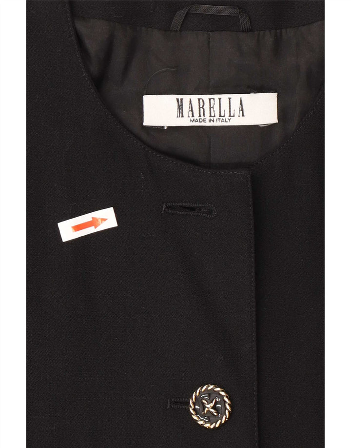 Marella Dame 4 Button Blazer Jacket UK 12 Medium Black New Wool