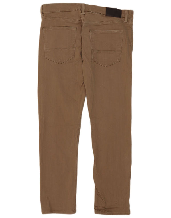 Marks & Spencer Mens Slim Fit Casual Trousers W34 L29 Beige Cotton