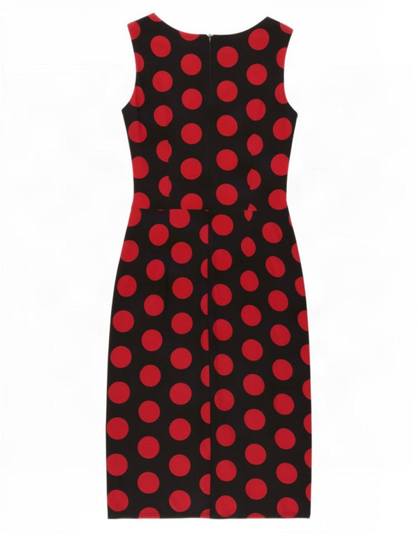 Phase Eight Kvinders Ærmeløs Skede Kjole UK 10 Small Black Polka Dot