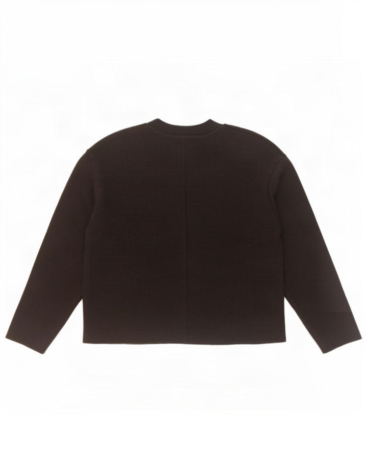 Zara Dame Oversized Crew Neck Jumper Sweater UK 10 Small Black Polyester