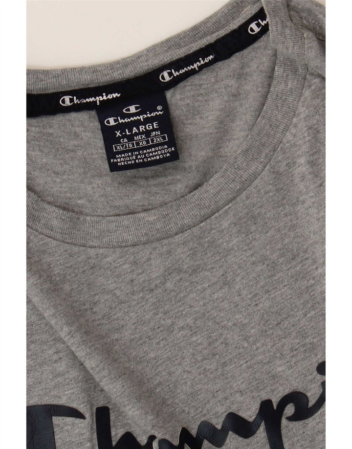 Champion Herre Grafisk T-Shirt Top XL Grå
