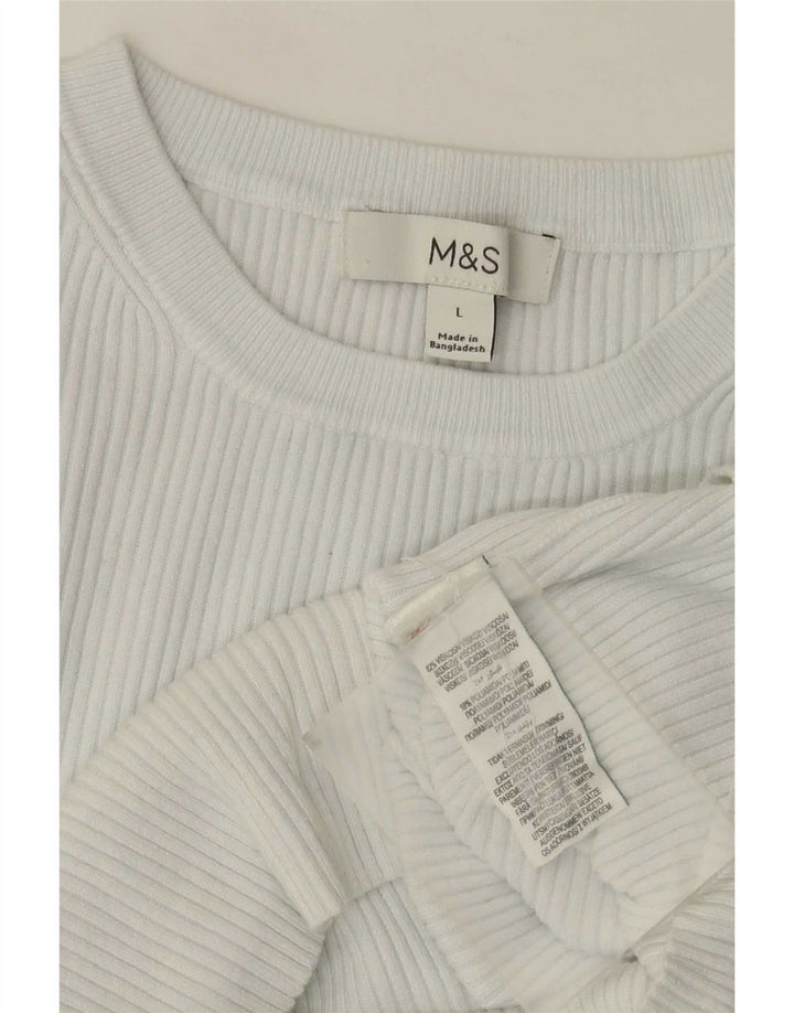 Marks & Spencer T-shirt top til kvinder DK 14 Stor hvid viskose