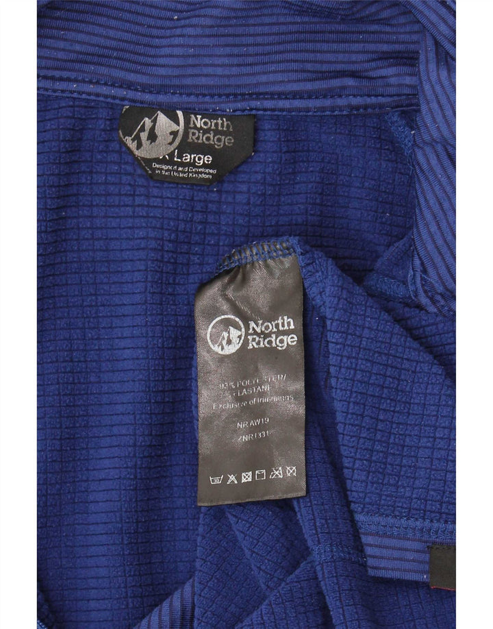North Ridge Herre Zip Neck Pullover Træningsdragt Top Stor Blå Stribet