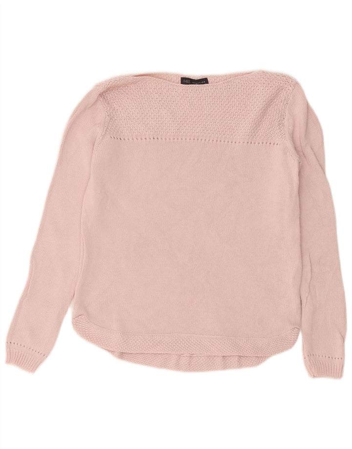 Marks & Spencer Dame Oversized Boat Neck Jumper Sweater UK 10 Small Pink