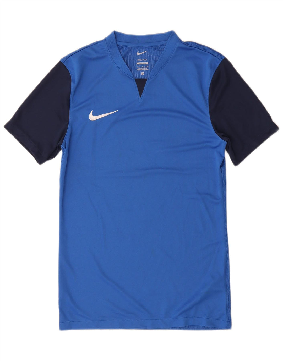 Nike Herre Dri Fit Slim Fit T-Shirt Top Lille Blå Colourblock Polyester