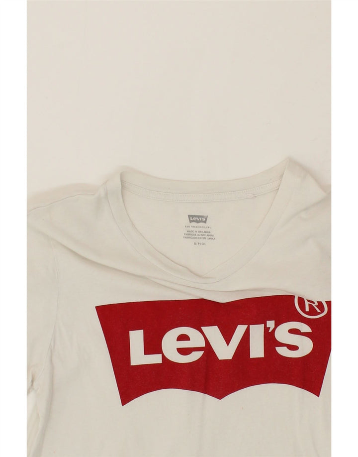 LEVI'S Womens Graphic T-Shirt Top UK 10 Small White Vintage Levi's and Second-Hand Levi's from Messina Hembry 