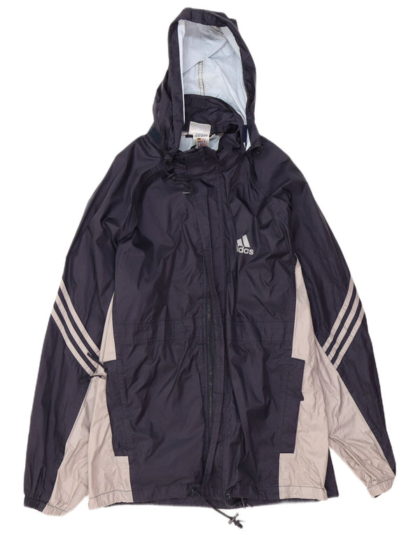 ADIDAS Regnjakke med hætte til mænd UK 38/40 Medium Navy Blue Colourblock