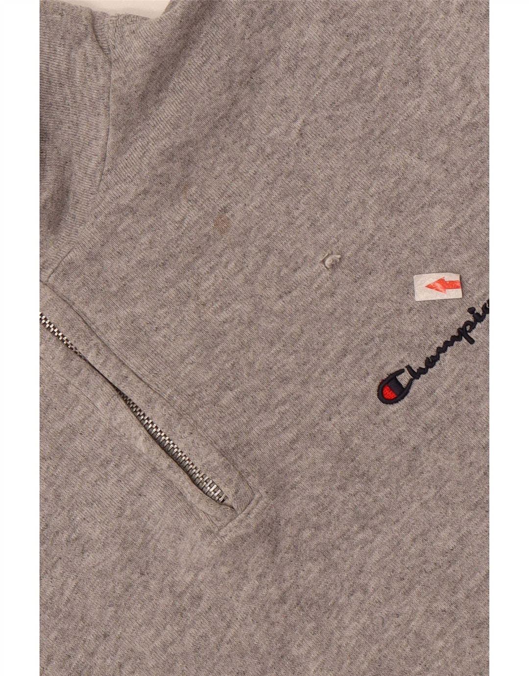 Champion Herre Zip Neck Sweatshirt Jumper Medium Grey Flecked Bomuld