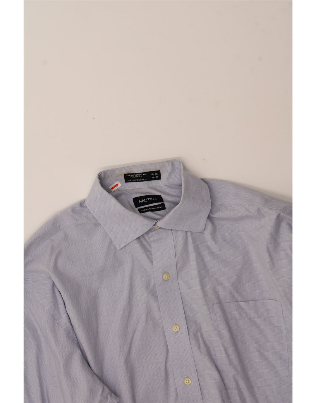 NAUTICA Mens Shirt Size 16 1/2 Large Blue Check Cotton Vintage Nautica and Second-Hand Nautica from Messina Hembry 