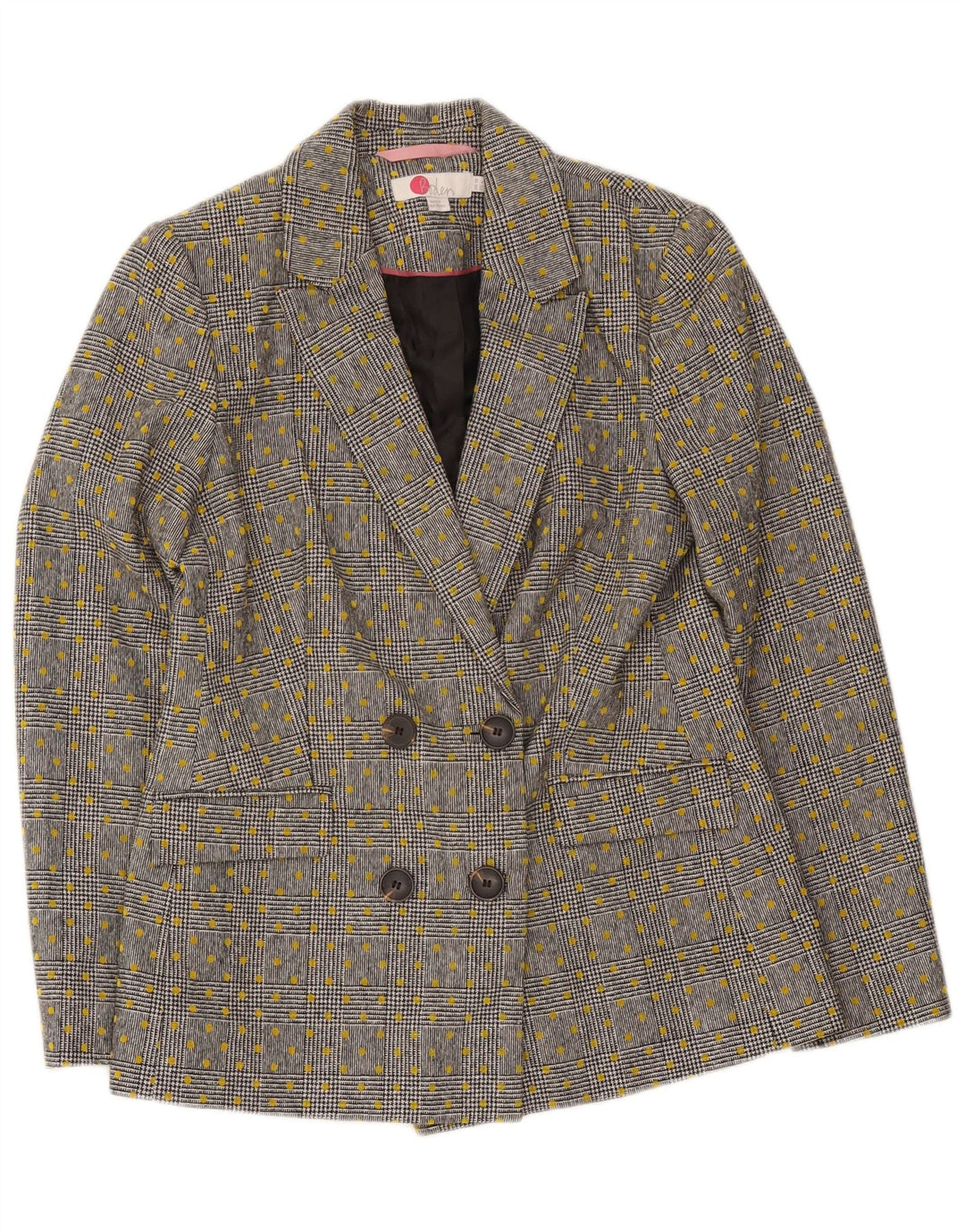 Boden Dame Double Breasted Blazer Jacket UK 10 Small Grey Spotted Wool