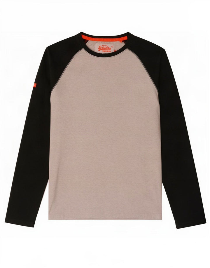 Superdry Herre Top Langærmet Medium Grey Colourblock Bomuld